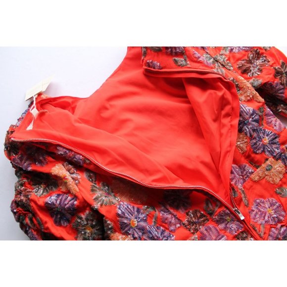 Maje Robe Brodée De Sequins Dress Coral Size 2 - Picture 8 of 11